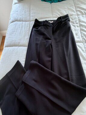 Loft - Black Straight Front Wide Leg Dress Pant